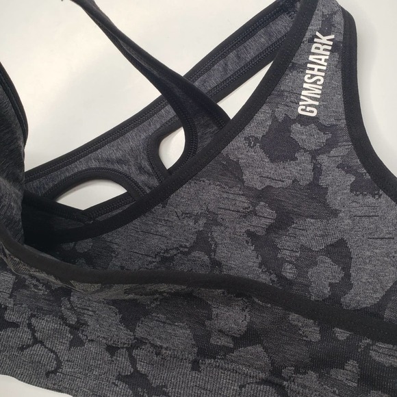 Gymshark Adapt Sports Bra S Grey Camo Criss Cross Wrap Straps Wrap Front - Picture 2 of 8